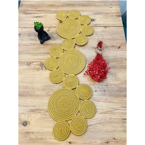 Jüt, Hasır, Dekoratif Masa Örtüsü,papatya Model Runner 30 x 100  cm , Sehpa Örtüsü, Bohem Tarzı