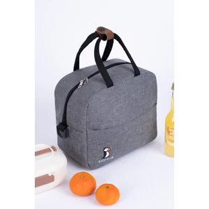 Termal Çanta Isı Yalıtımlı Su Geçirmez Yemek Taşıma Beslenme Çantası Askılı Gri