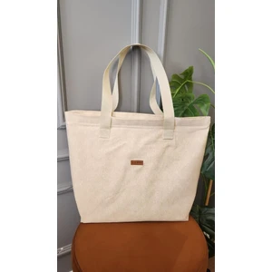 Altın Pamuk Twill Plaj Çantası-Çok Amaçlı Çanta Fermuarlı