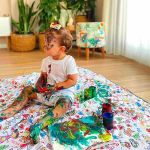 145X150CM Ebatında, Family, Bebek Banyo Küveti Altı Için Sıvı Geçirmez, Makinede Yıkanabilir, Yer Örtüsü