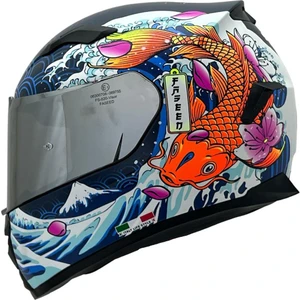 820 Tam Kapalı Kask Dakar 5 Beyaz Turuncu