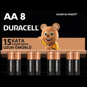 Alkalin AA Kalem Pil, 1,5 V LR6/MN1500, 8'li paket
