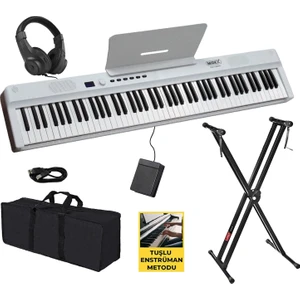 PLX-120WH-ST Katlanır Taşınabilir Dijital Piyano Tuş Hassasiyetli Full Set