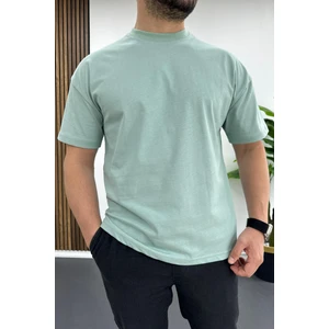 Erkek Oversize %100 Pamuk Nefes Alan Basic T-shirt Yeşil Edw038
