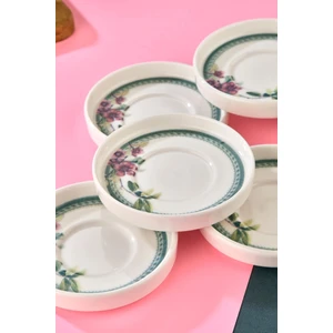 Lüks Porselen Desenli 6 Lı Çay Tabağı Bardak Altı