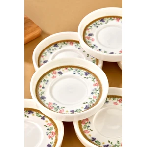 Lüks Porselen Desenli 6 Lı Çay Tabağı Bardak Altı