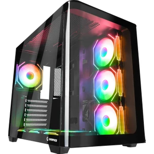 Loopy Siyah 7*12CM Argb Fan Kontrolcü Temperli Cam Kumandalı Atx Mid-T Gaming Oyuncu Kasası