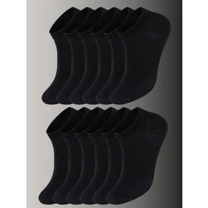 12 Çift Pamuklu Erkek - Kadın Siyah Patik Çorap Bilek Boy Koşu Ve Yürüyüş Çorabı