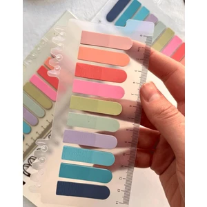 Kağıt Gemi Dükkan 10 Renkli Cetvelli Pembe Ve Mavi Tonları Oval Şeffaf İndeks Sticker/İndex/Postit/Post-it/Kitap Ayracı/Not Kağıdı