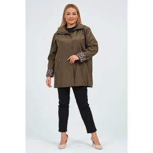 Glr & Gym Seyhan Büyük Beden Kadın Mevsimlik Astarlı Kısa Polyester Trençkot