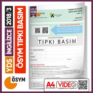 Karakutu Yayınları YDS 2018/3 ÖSYM Tıpkı Basım Çıkmış Soru Deneme Kitapçığı Video Çözümlü Türkiye Geneli