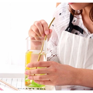 Kaşıklı Pipet Seti  6'lı Paslanmaz Çelik, Gold Renk