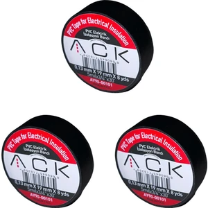 3 Adet Ack Siyah Izole Bant 0.13X19MMX8YDS