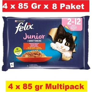 Multipack Sığır ve Tavuk Etli Yavru Kedi Yaş Maması 4 x 85 gr x 8 Adet