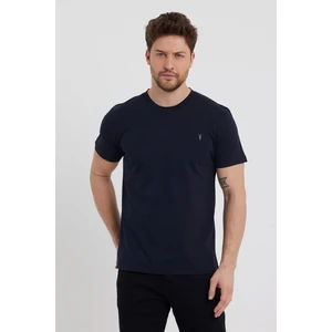 Combine Michail Erkek Lacivert Slim Fit Bisiklet Yaka %100 Pamuk Kısa Kollu Tişört - Lacivert