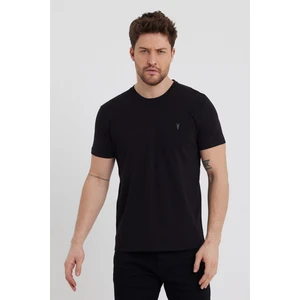Combine Michail Erkek Siyah Slim Fit Bisiklet Yaka %100 Pamuk Kısa Kollu Tişört - Siyah