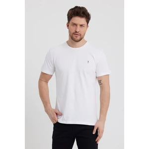 Combine Michail Beyaz Slim Fit Bisiklet Yaka %100 Pamuk Kısa Kollu Tişört - Beyaz