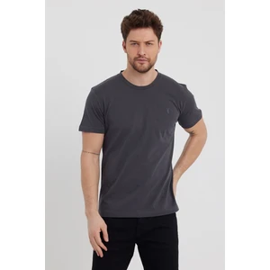 Combine Michail Erkek Füme Slim Fit Bisiklet Yaka Kısa Kollu Pamuklu Tişört - Füme
