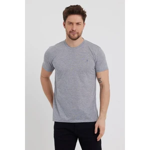 Combine Michail Erkek Gri Slim Fit Bisiklet Yaka Kısa Kollu Pamuklu Tişört - Gri