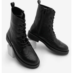 Kadın Bağcıklı Ve Fermuarlı Çiftyüz Günlük Postal Bot Lidan Siyah