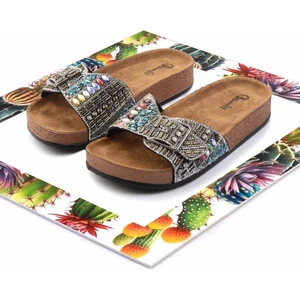 Platin Taşlı   Kadın Terlik K04784040687