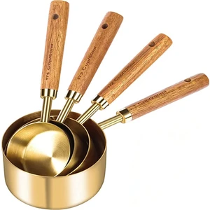 4'lü Ahşap Saplı Gold Lüks Ölçü Kaşığı - Ölçü Kabı