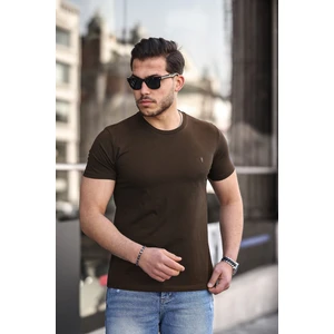 Combine Michail Erkek Kahverengi Slim Fit Bisiklet Yaka  Pamuk Kısa Kollu Pamuklu Tişört - Kahverengi