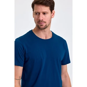 Combine Michail Erkek Slim Fit  Pamuk Bisiklet Yaka Basic Tişört Indigo