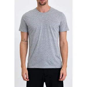 Combine Michail Erkek Slim Fit  Pamuk Bisiklet Yaka Basic Tişört Gri