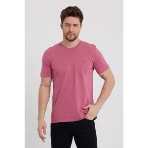 Combine Michail Erkek Pudra Slim Fit Bisiklet Yaka  Pamuk Kısa Kollu Tişört - Pudra