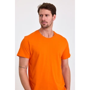Combine Michail Erkek Slim Fit  Pamuk Bisiklet Yaka Basic Tişört Turuncu
