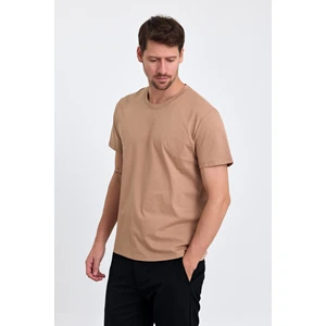 Combine Michail Erkek Slim Fit  Pamuk Bisiklet Yaka Basic Tişört Karamel