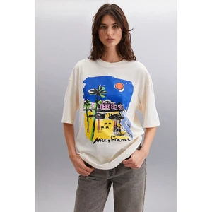 Darınka 100% Pamuk Kadın Vanilya T-Shirt