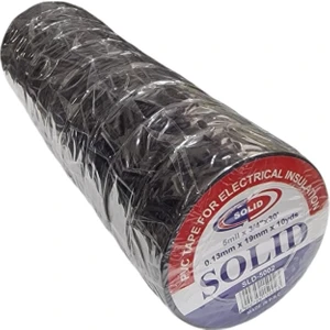 0,13MM x 19MM x 10YDS Pvc Elektrik Izalasyon Bantları Siyah - 10 Adet