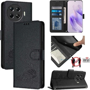 Mays Shop Tecno Spark 20 Pro Artı Cüzdan Kapak Çevirin Kedi Rfıd Kart Yuvası (Yurt Dışından)