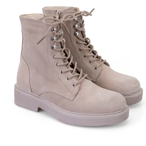 Diane Bej Kadın Fermuarlı Süet Deri Bot