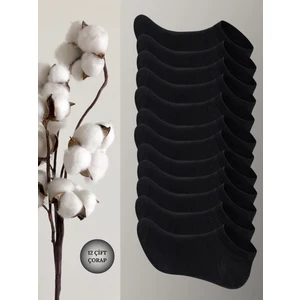 12 Çift Pamuklu Erkek - Kadın Siyah Patik Çorap Bilek Boy Koşu Ve Yürüyüş Çorabı