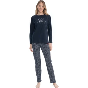 U.S. Polo Assn. 17116 Kadın Lacivert Uzun Kollu Yuvarlak Yaka Pijama Takım