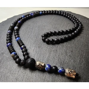 Şifa Köşesi Lapis Lazuli, Lav Taşı ve Hematit Orjinal Doğal Taş Buda Figürlü Erkek Kolye