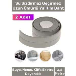 Premium Su Geçirmez Sızdırmaz Dayanıklı Pvc Yağ Kenar Küf Önleyici 3.2m Gri Izolasyon Bant 2 Adet
