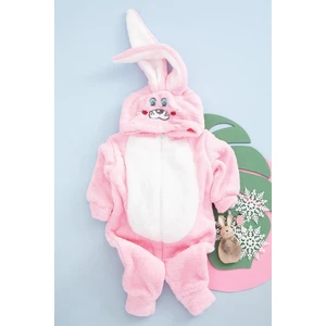 Bilge Trend Welsoft Peluş Kapüşonlu Pembe Tavşan Nakışlı Uyku Tulumu