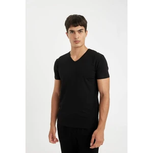 Slim Fit Dar Kesim V Yaka Kısa Kollu Pijama Üstü L4884AZ24WN