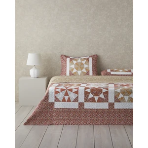 English Home Vintage Lace Patchwork Çok Amaçlı Çift Kişilik Yatak Örtüsü Takımı Terracotta
