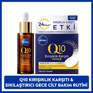 Q10 Çift Etkili Cilt Serumu 30ML, Q10 Power Kırışık Karşıtı Gece Bakım Kremi 50ML