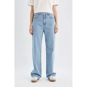 90's Wide Leg Yüksek Bel Paça Ucu Kesik Uzun Jean Yıkamalı Pantolon C7317AX24AU