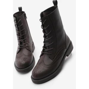 Kadın Bağcıklı Ve Fermuarlı Çiftyüz Günlük Postal Bot Lidan Kahve