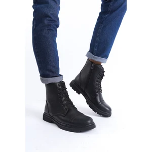 Marina Rosse Erkek Siyah Deri Su Geçirmez Bağcıklı Postal Bot