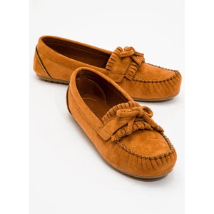 Kadın Püsküllü Babet Taba Süet