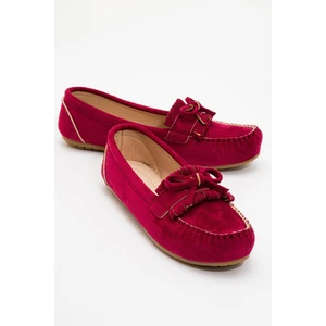 Kadın Püsküllü Babet Bordo Süet