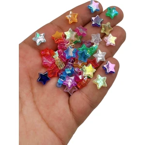 Ebruli Boncuk 8mm Parlak Janjanlı Yıldız Akrilik Boncuk Takı Yapımı Bead (50 Gr)